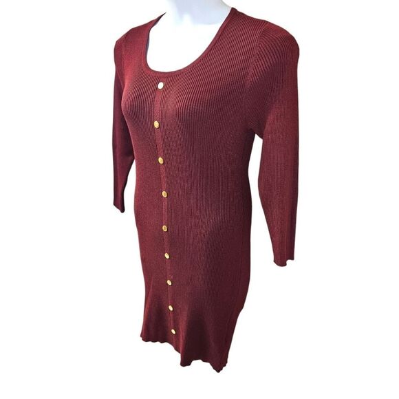 DEREK HEART PLUS SIZE Maroon Ribbed LongSleeve Sweater dress Size 2X - Picture 5 of 15